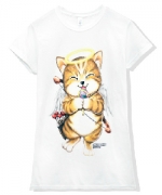 台灣自創品牌潮流T恤-天使之心-天使貓-短袖噴印T恤