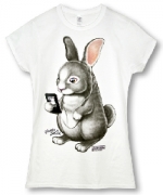 台灣自創品牌潮流T恤-Iphone小兔-白-噴印T恤