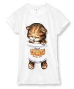 台灣自創品牌潮流T恤-黃金口袋貓噴印T恤