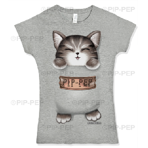 台灣自創品牌潮流T恤-咖啡口袋貓噴印T恤